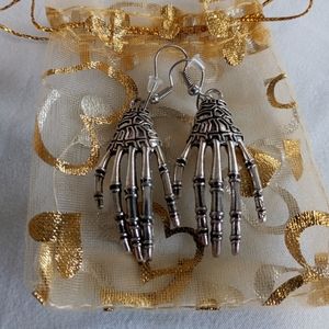 Skeleton hand earrings. Halloween jewelry